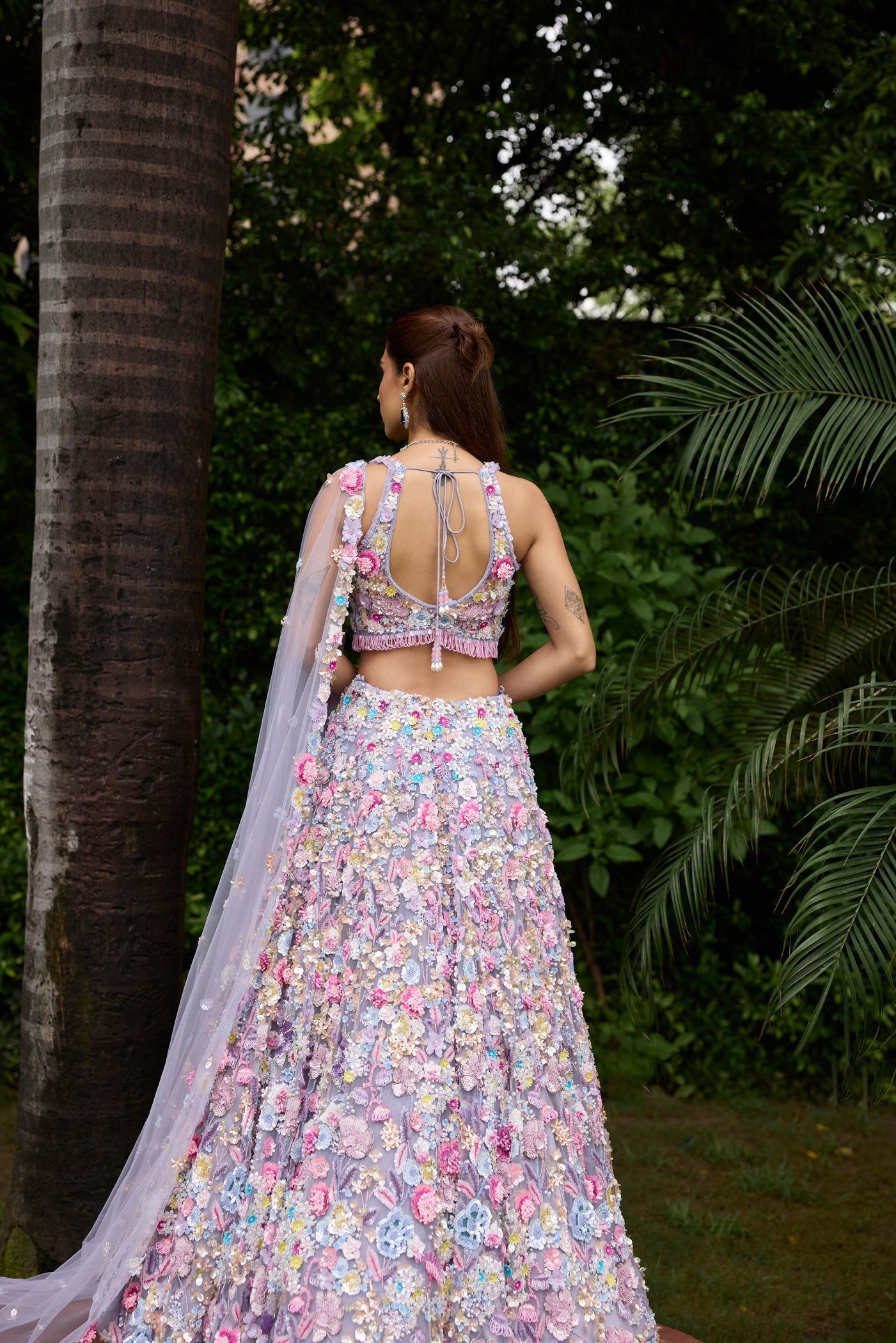 Lavender Multicolour 3d Irina Lehenga Set