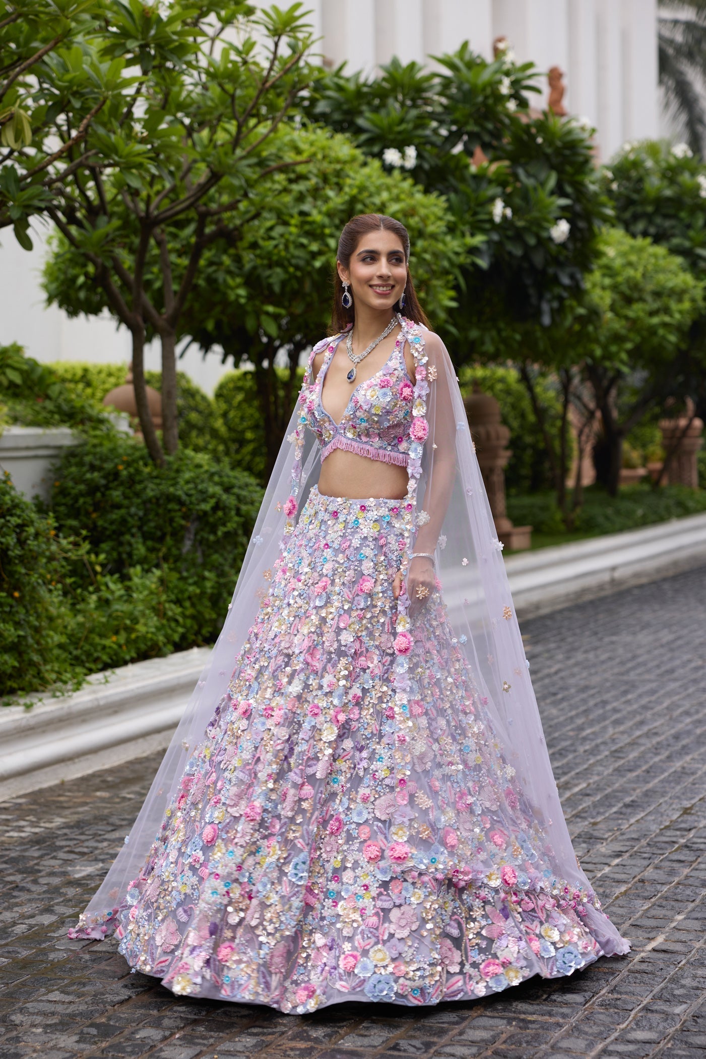 Lavender Multicolour 3d Irina Lehenga Set