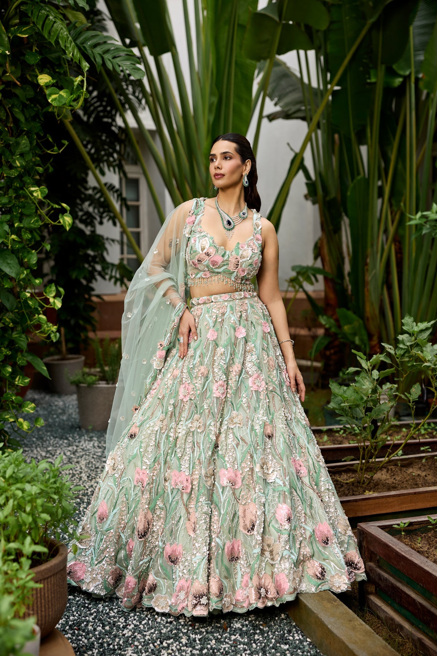 Pastel Mint Green Multicolour Daphne Lehenga Set