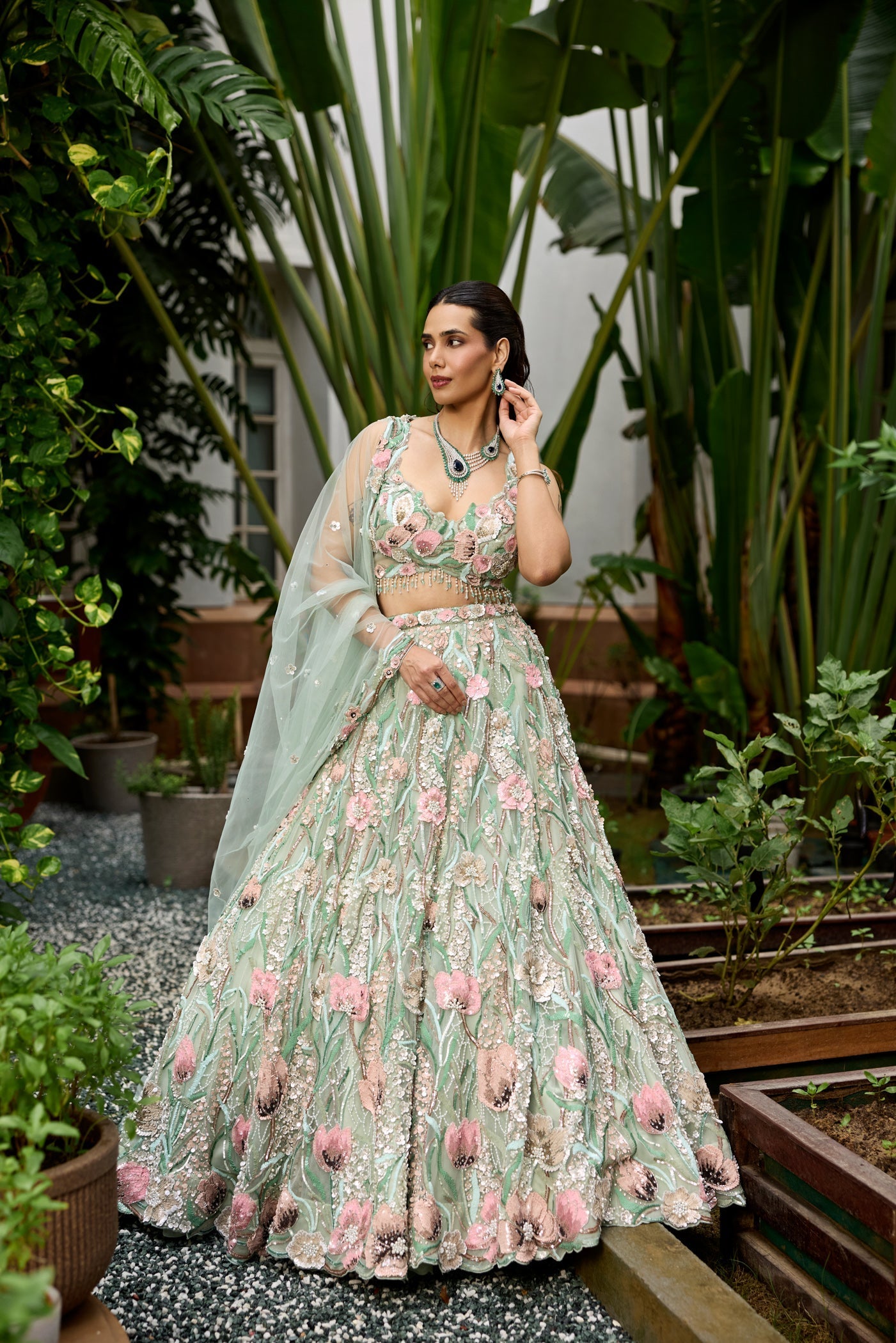Pastel Mint Green Multicolour Daphne Lehenga Set