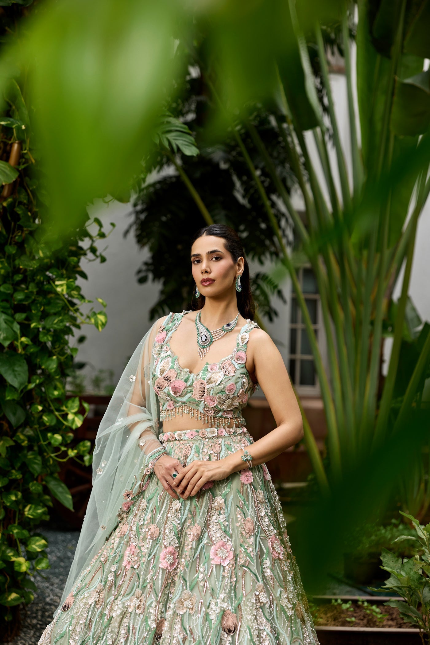 Pastel Mint Green Multicolour Daphne Lehenga Set