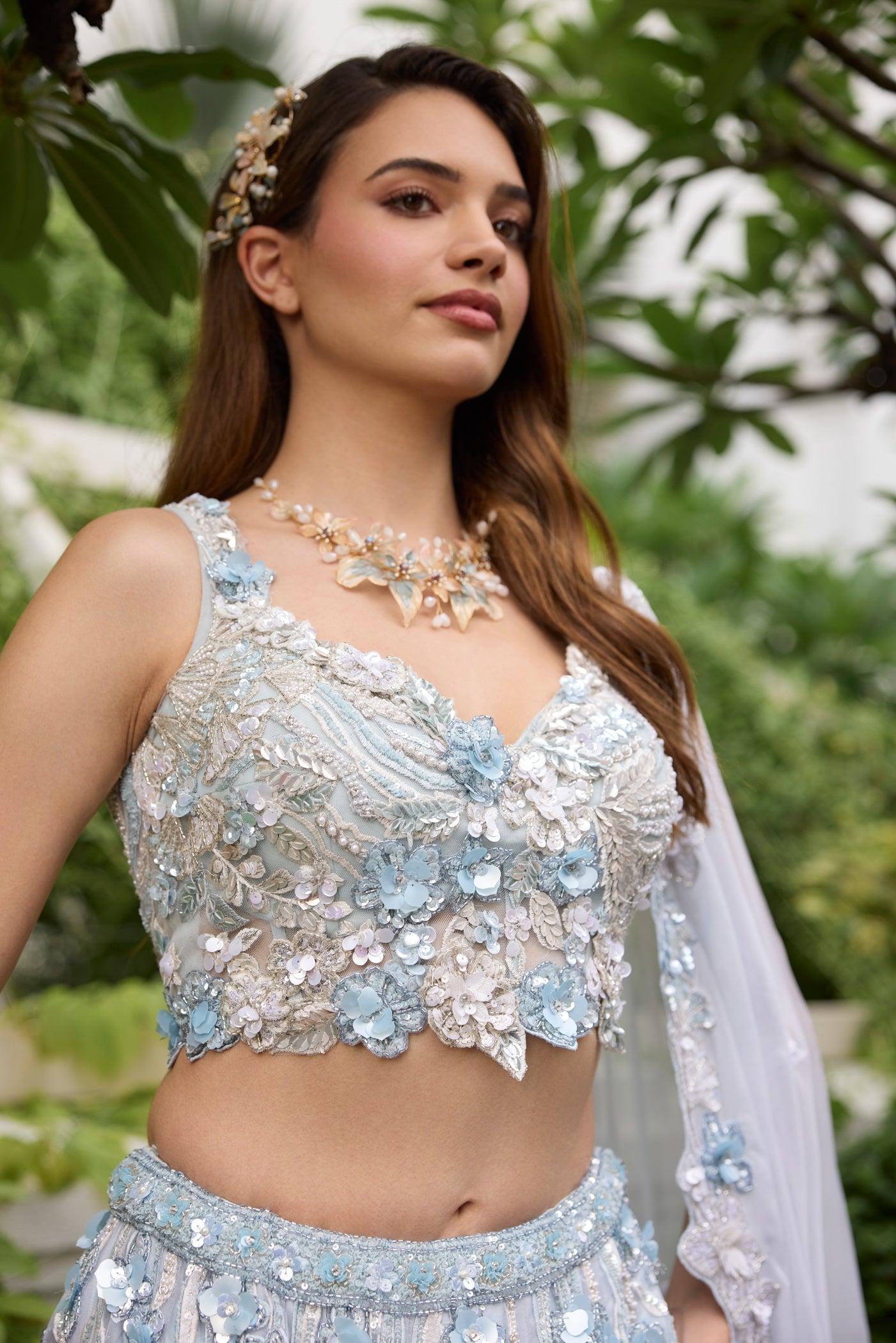 Powder Blue 3d Applique Grace Lehenga Set