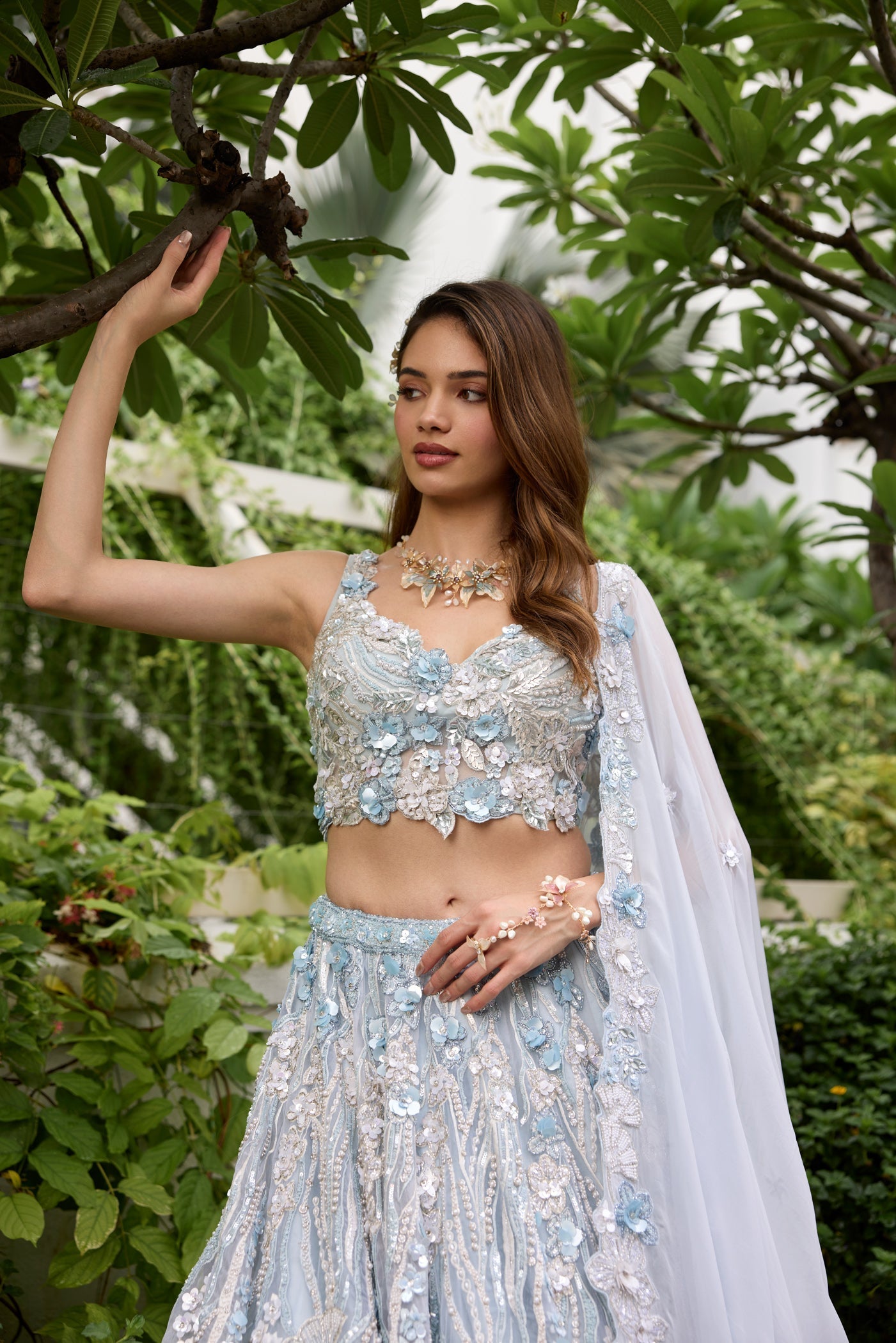 Powder Blue 3d Applique Grace Lehenga Set