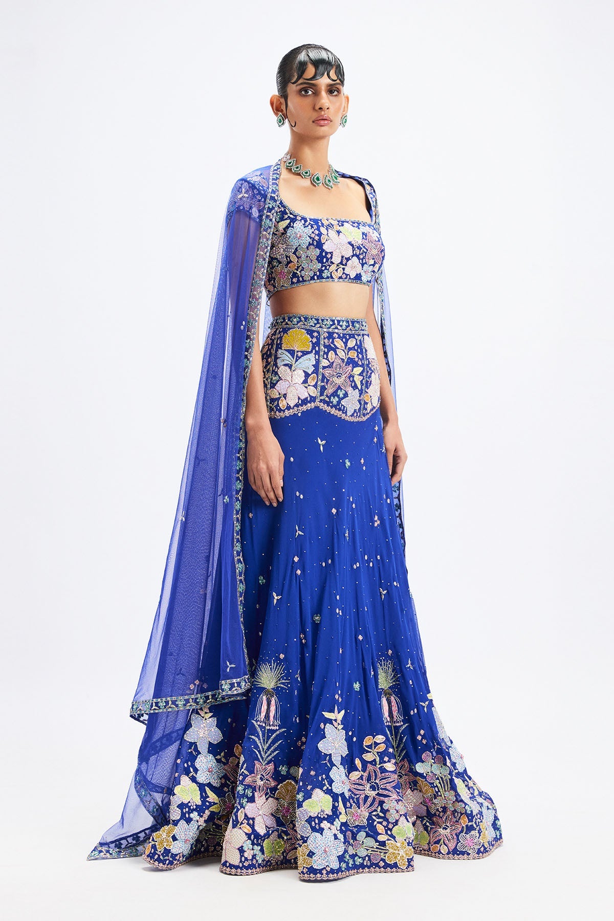 Saphira - Persian Blue Georgette Lehenga