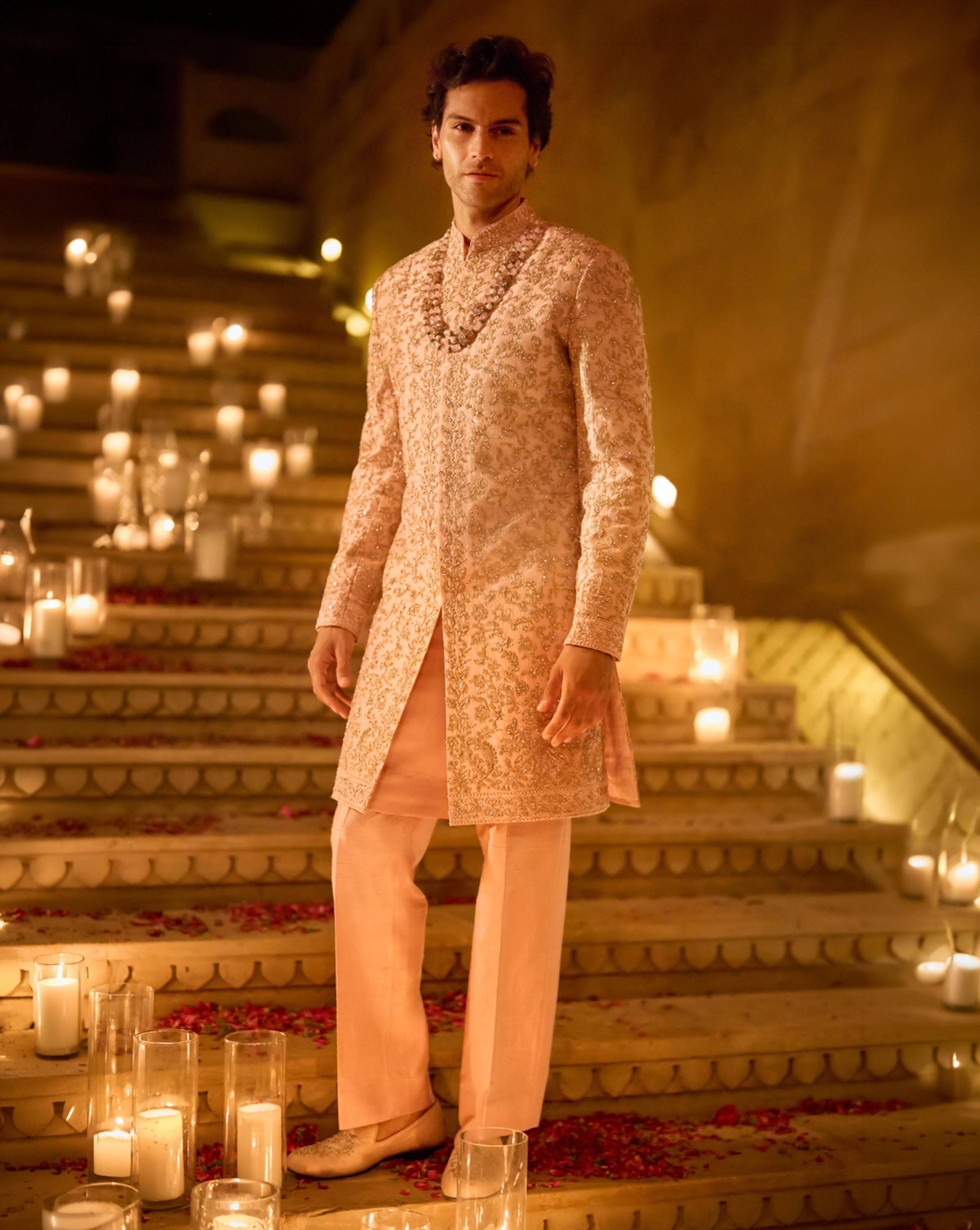 Pink Zardosi Sherwani Set