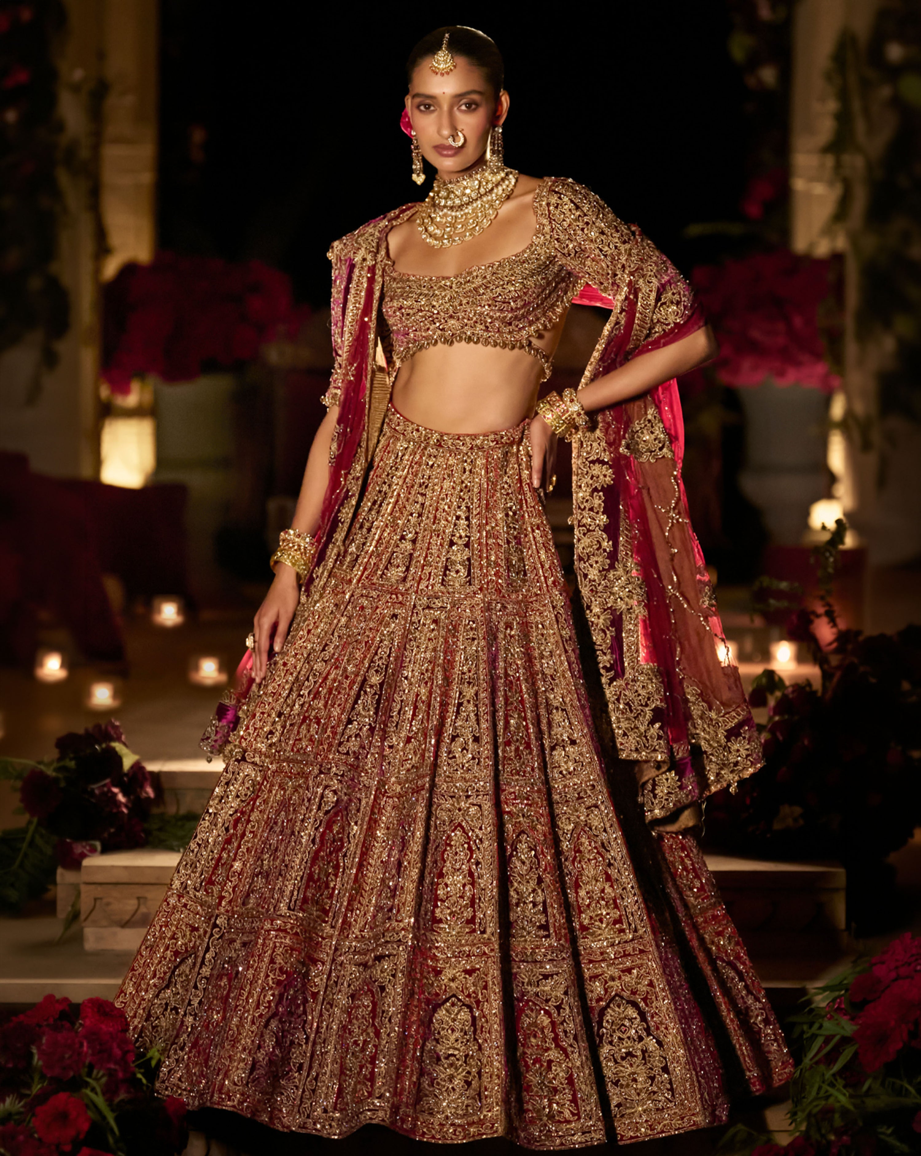 Plum & Maroon Zardosi Lehenga Set