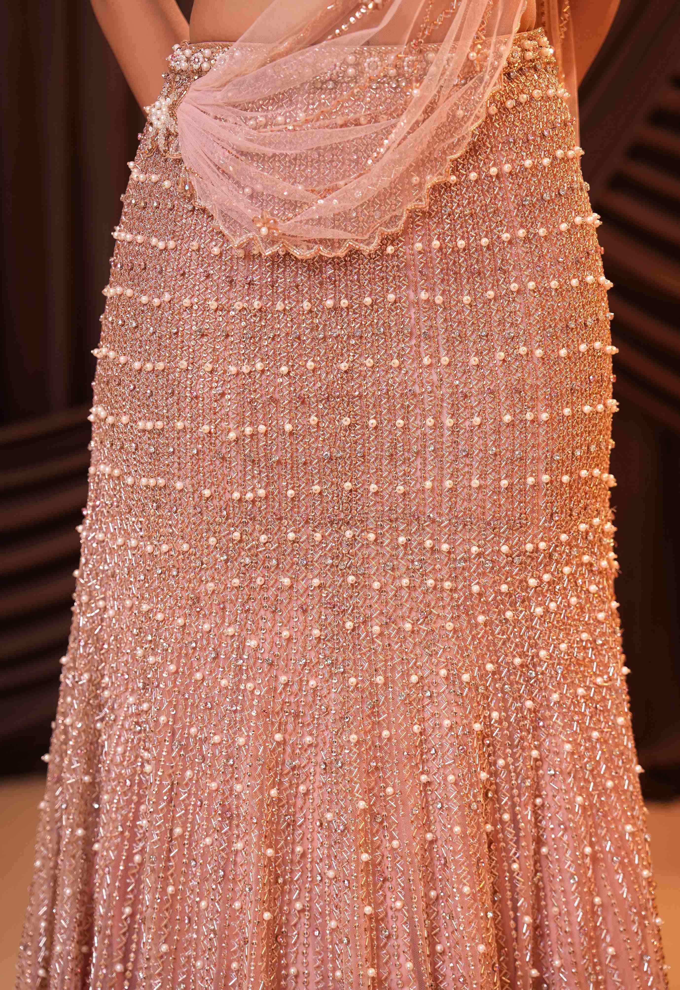 Powder Pink Pearl Saree