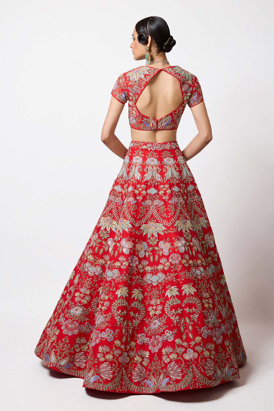 Rougena - Red Raw Silk Lehenga