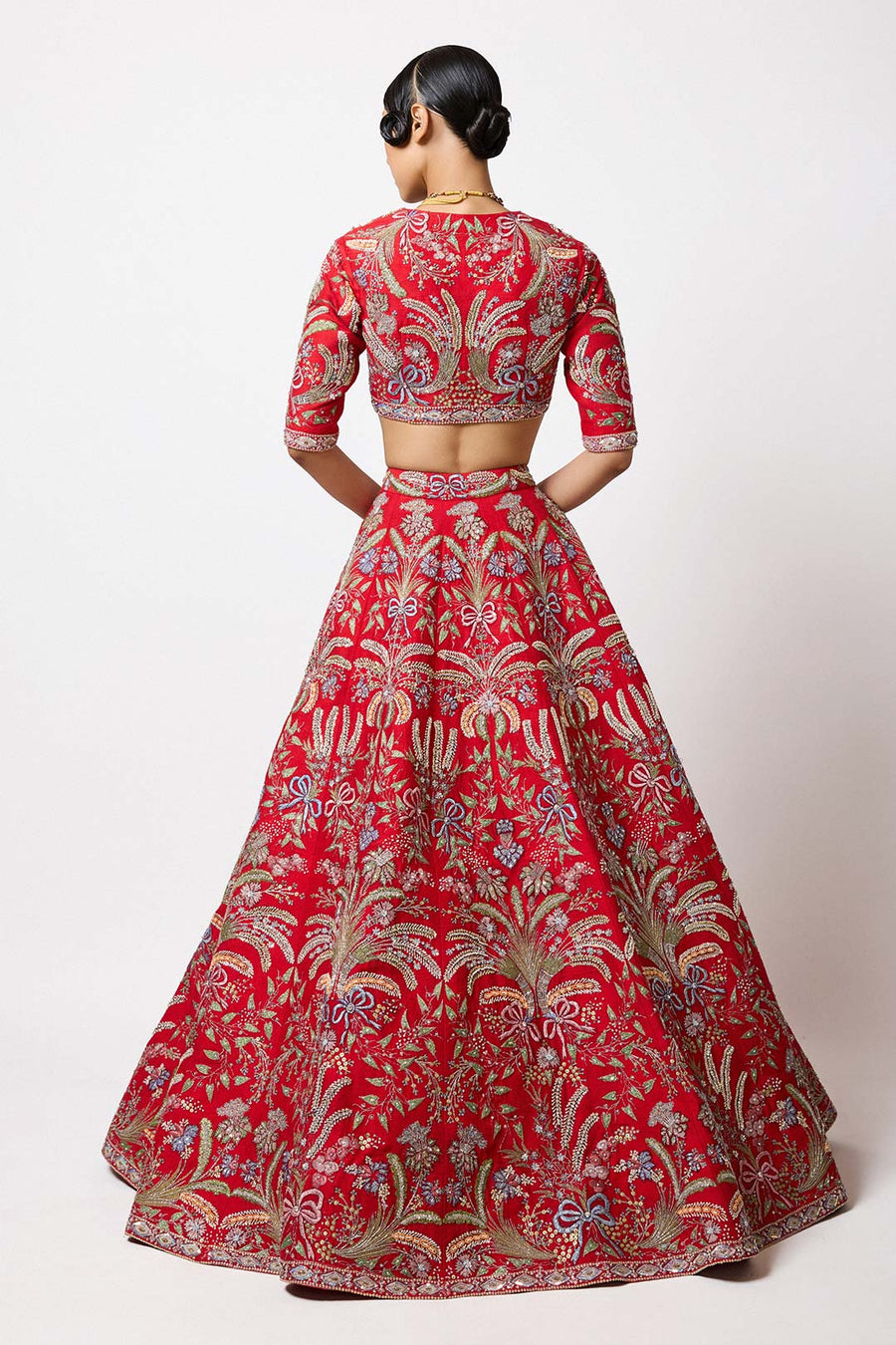 Crimelle - Red Raw Silk Lehenga - Ready to Ship