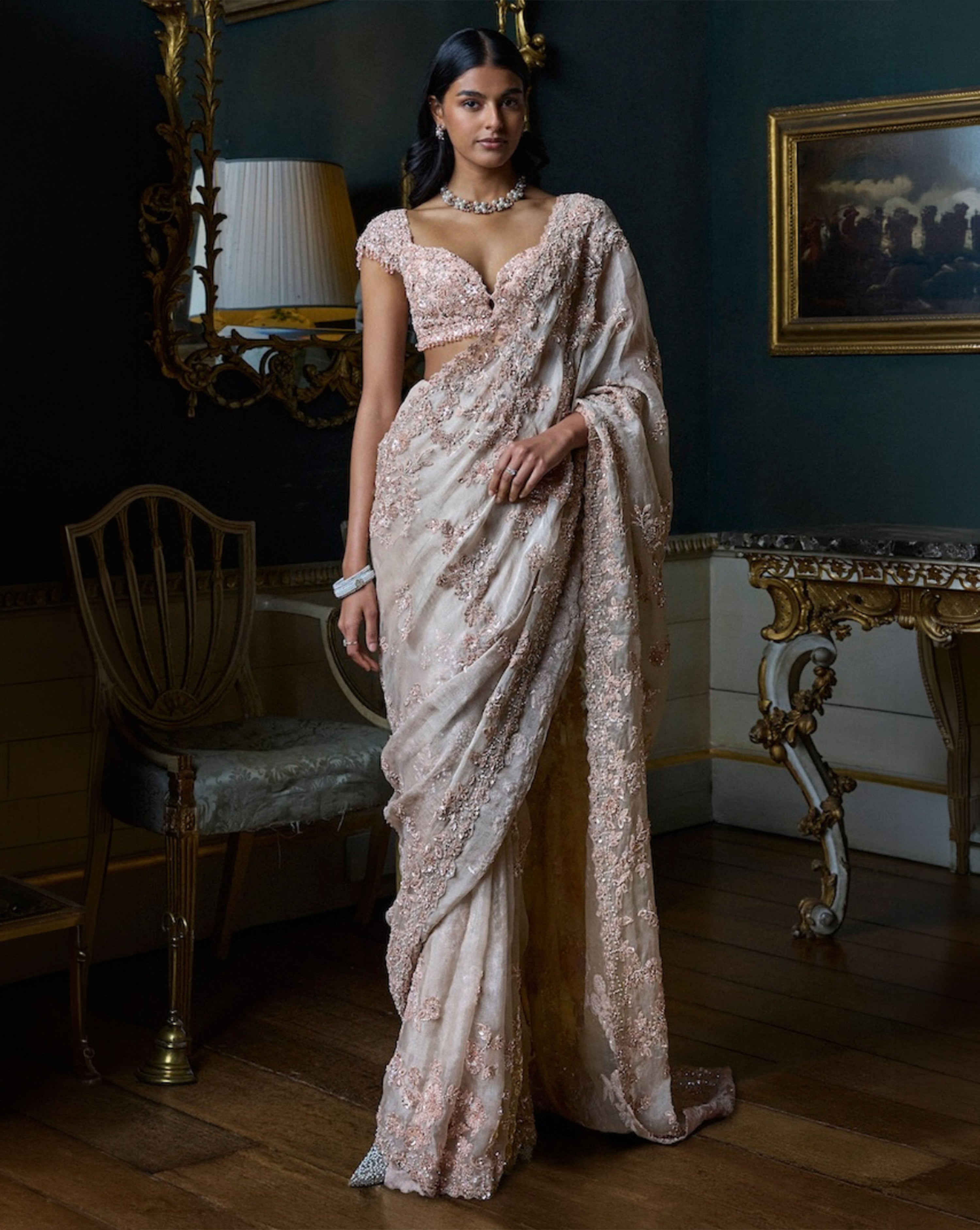 Rose Gold Sequin Saree