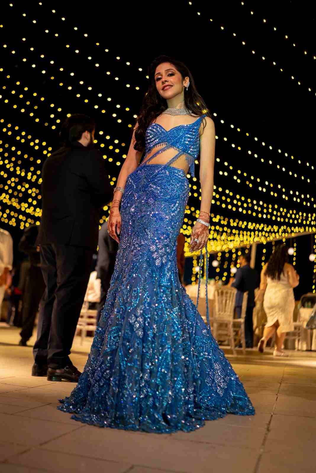 Sapphire blue fishcut lehenga