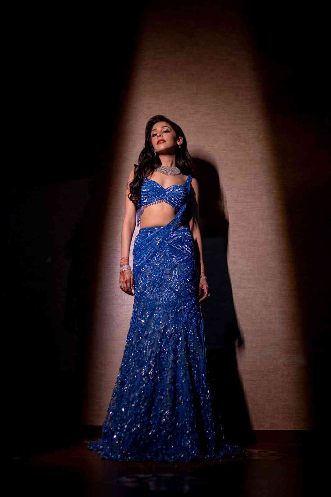 Sapphire blue fishcut lehenga