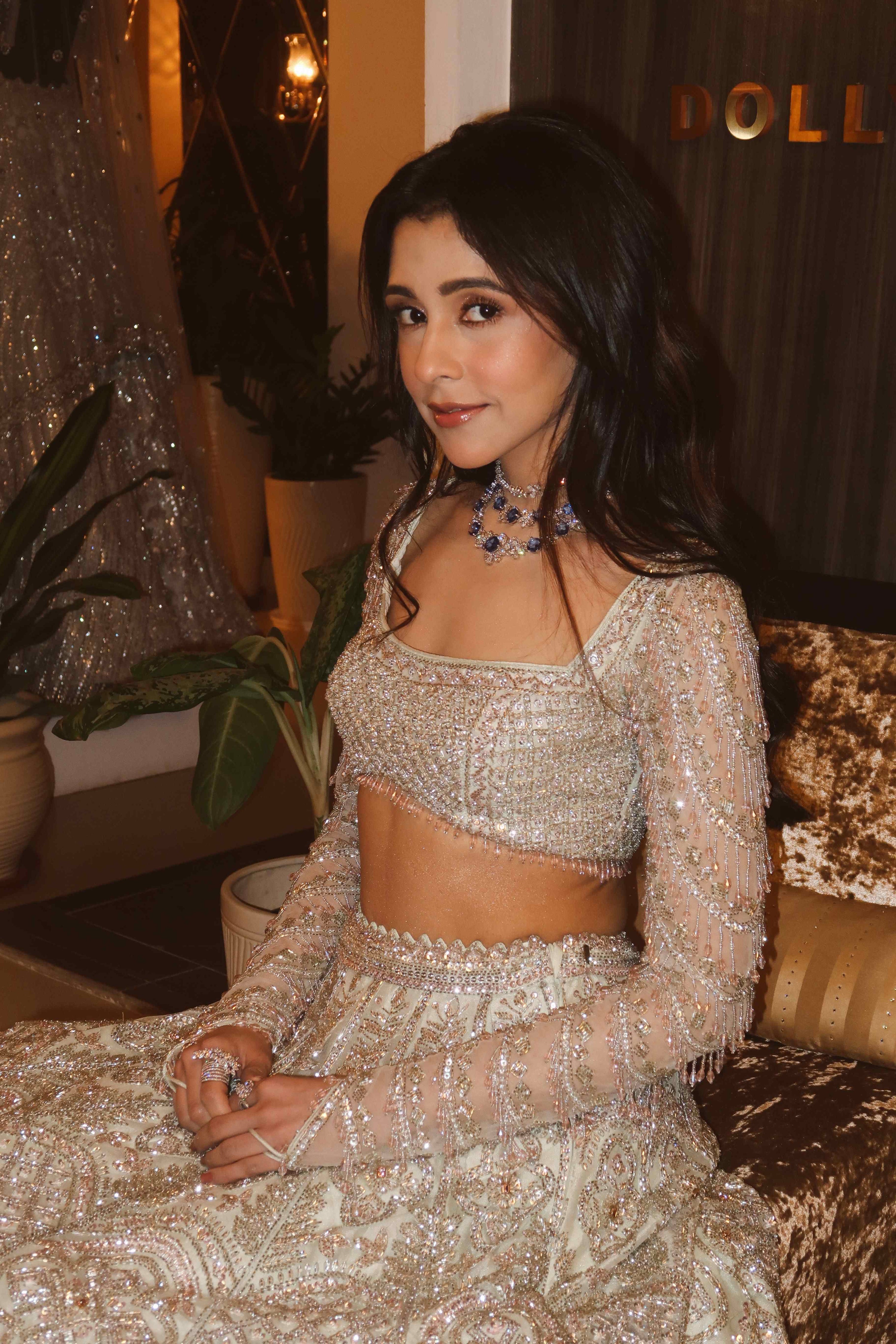 Sea Green Bridal Lehenga with Pink Accents