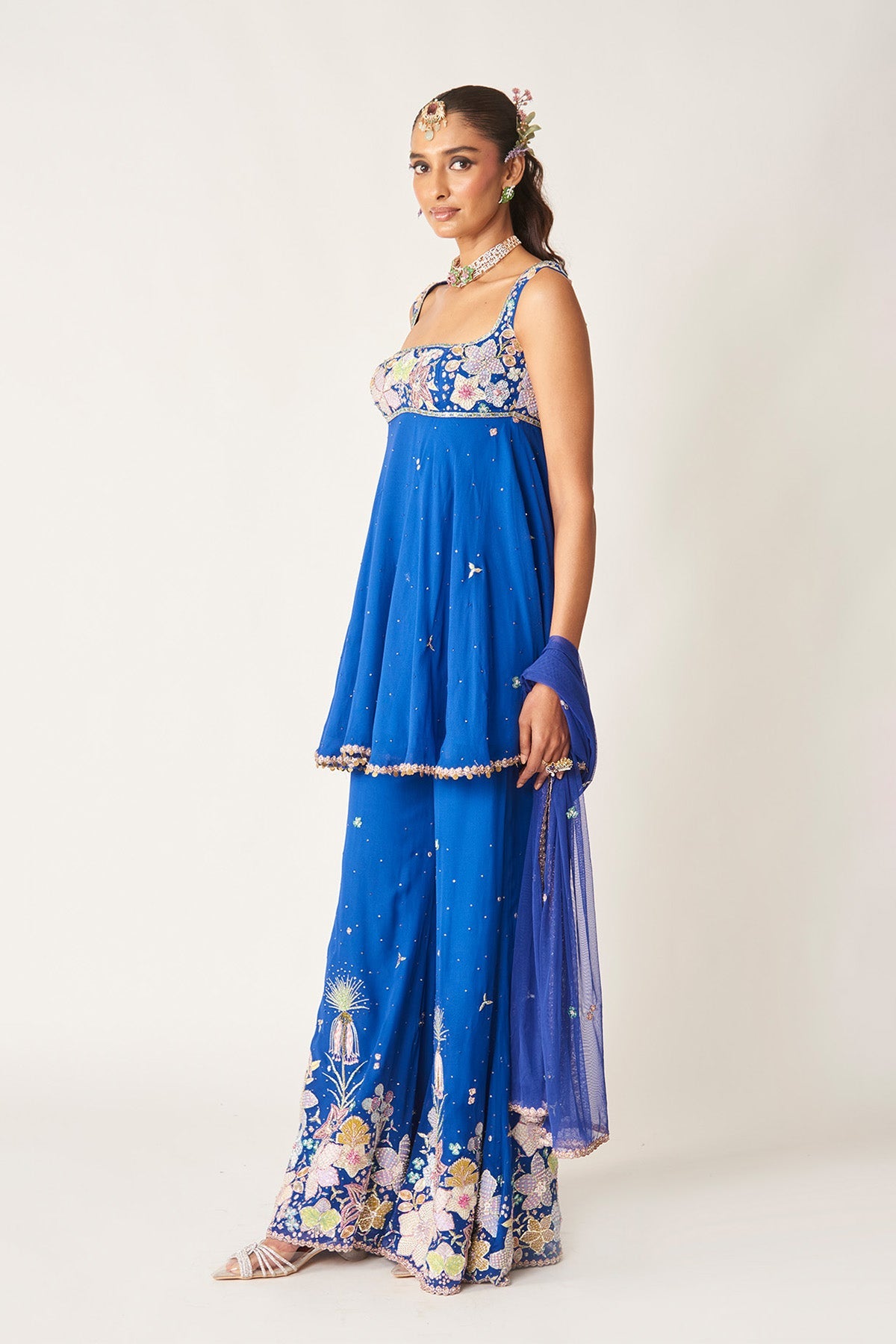 Payal Shah In Bleuciel - Persian Blue Georgette Sharara