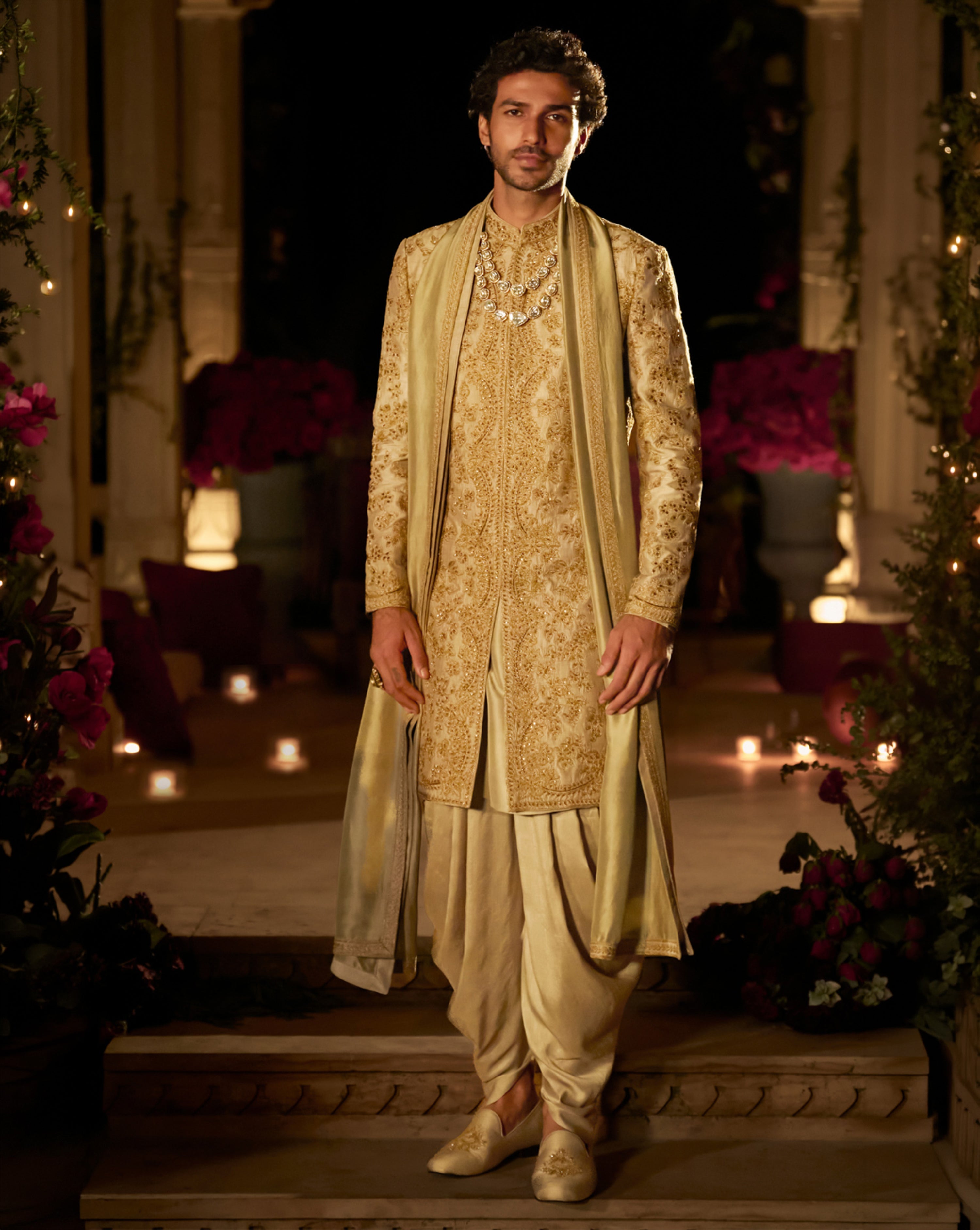Slate Gold Sherwani Set