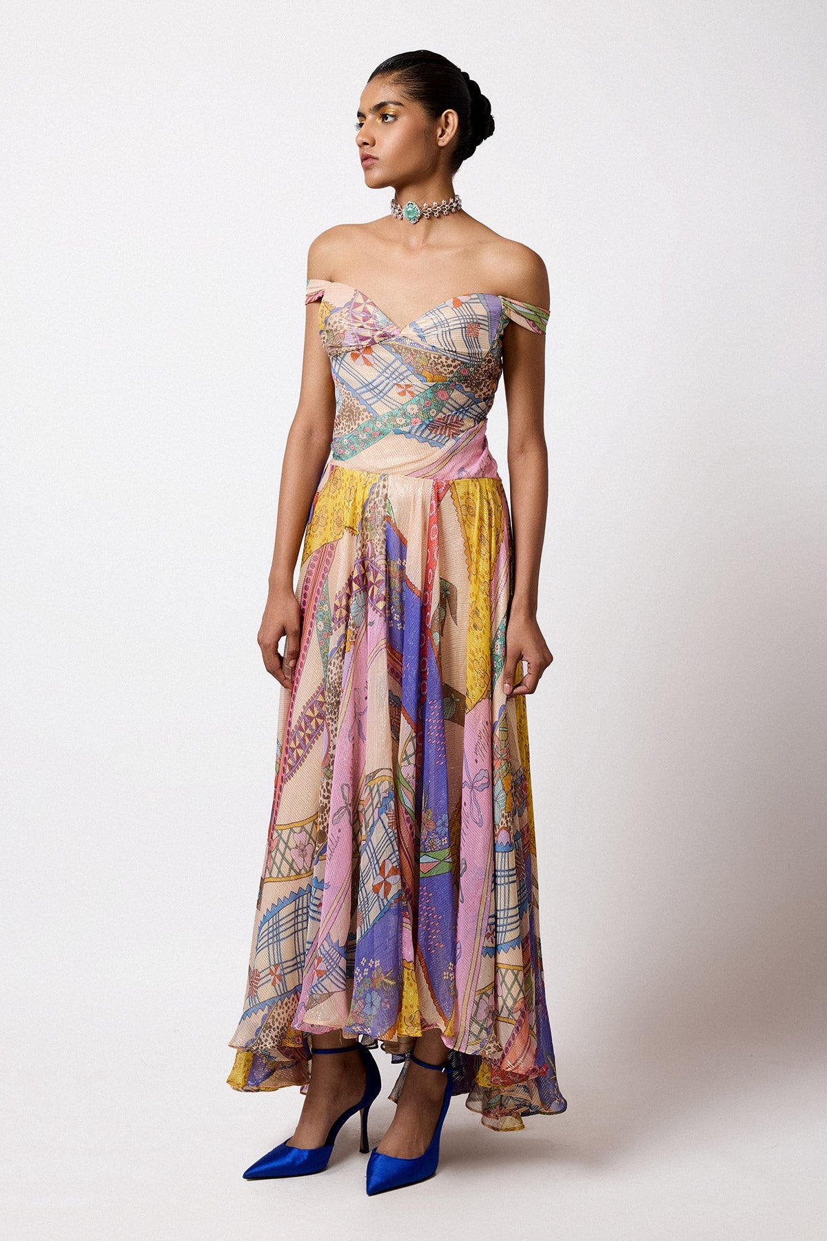 Keerthi suresh in Luxara - Multicolour Lurex Gown