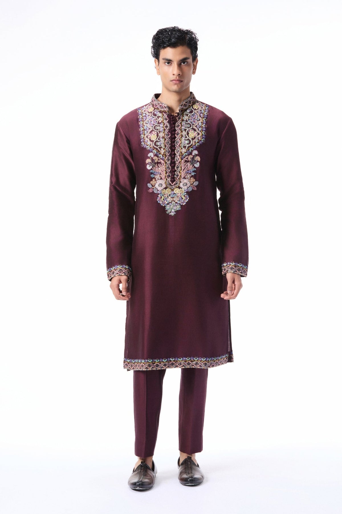 Meadowlark - Teakberry Chanderi Silk Kurta
