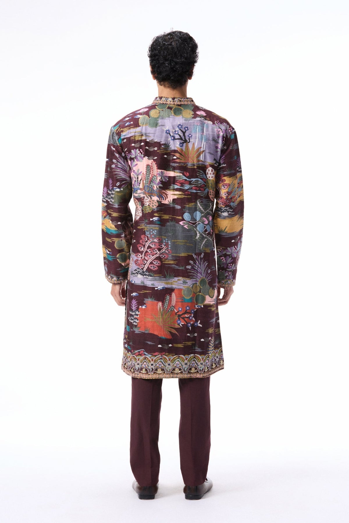 Wildgrove - Teakberry Printed Raw Silk Kurta