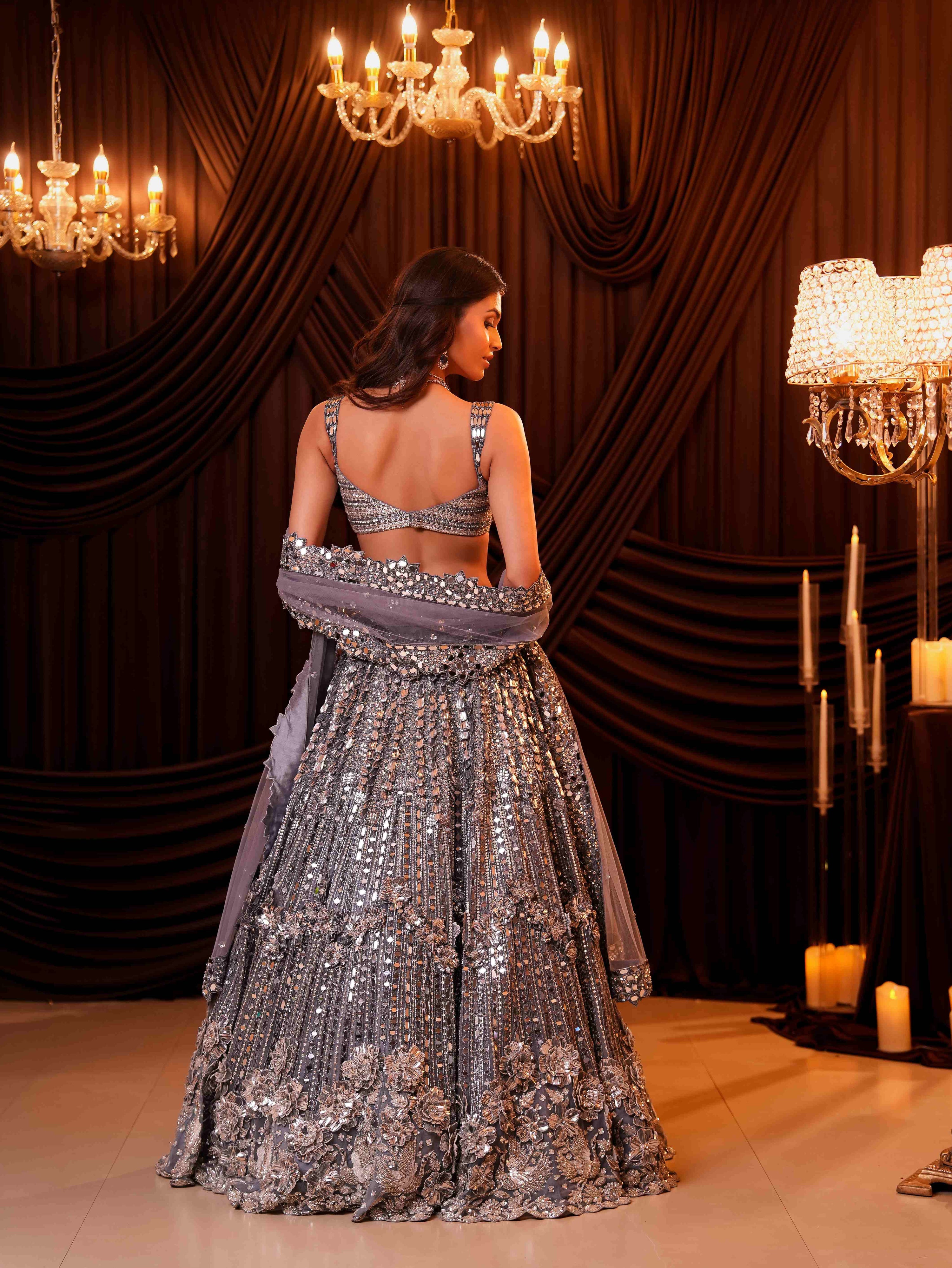 Teal Mirror Lehenga