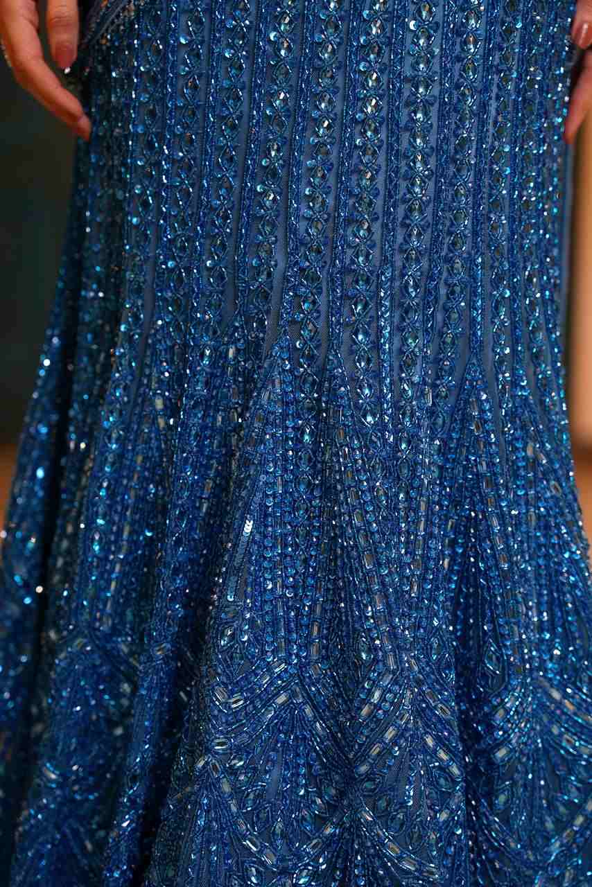Turquoise Blue fishcut lehenga