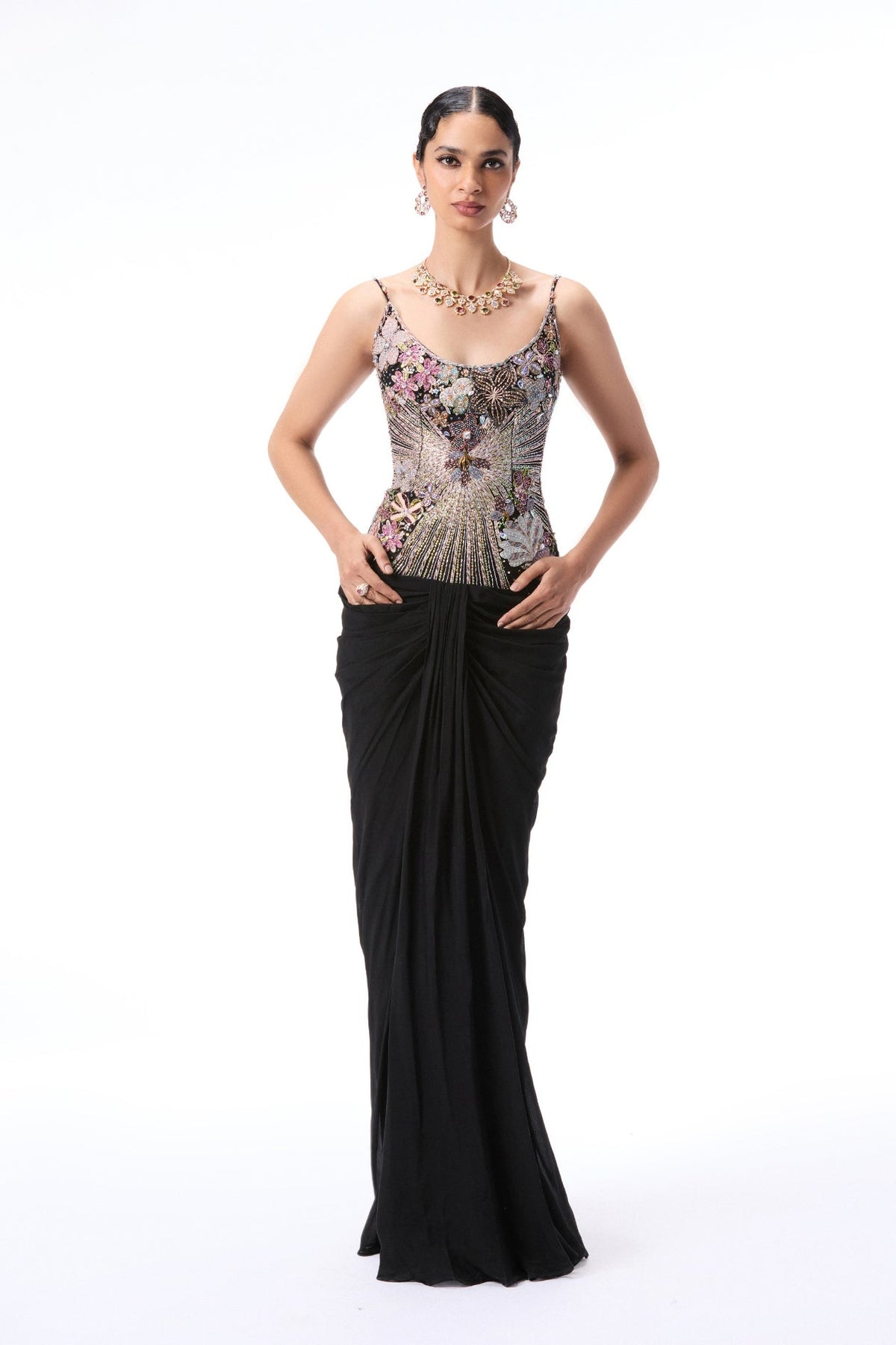 Mistmuse - Black Chiffon & Tulle Gown