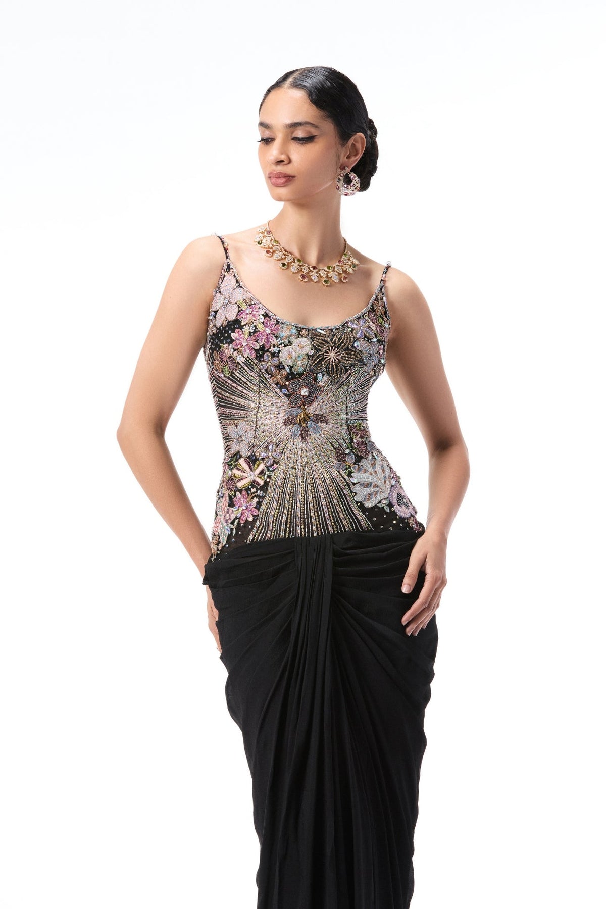 Mistmuse - Black Chiffon & Tulle Gown