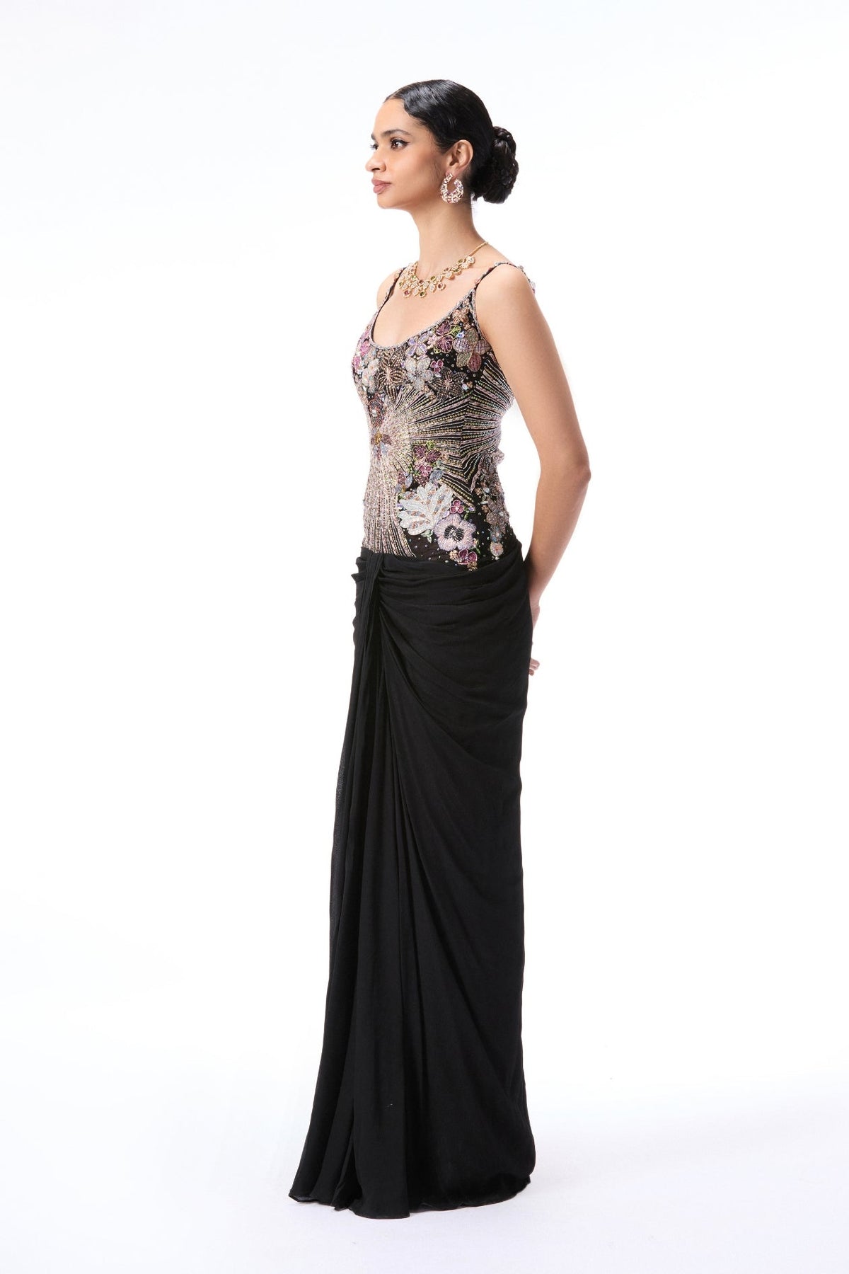Mistmuse - Black Chiffon & Tulle Gown