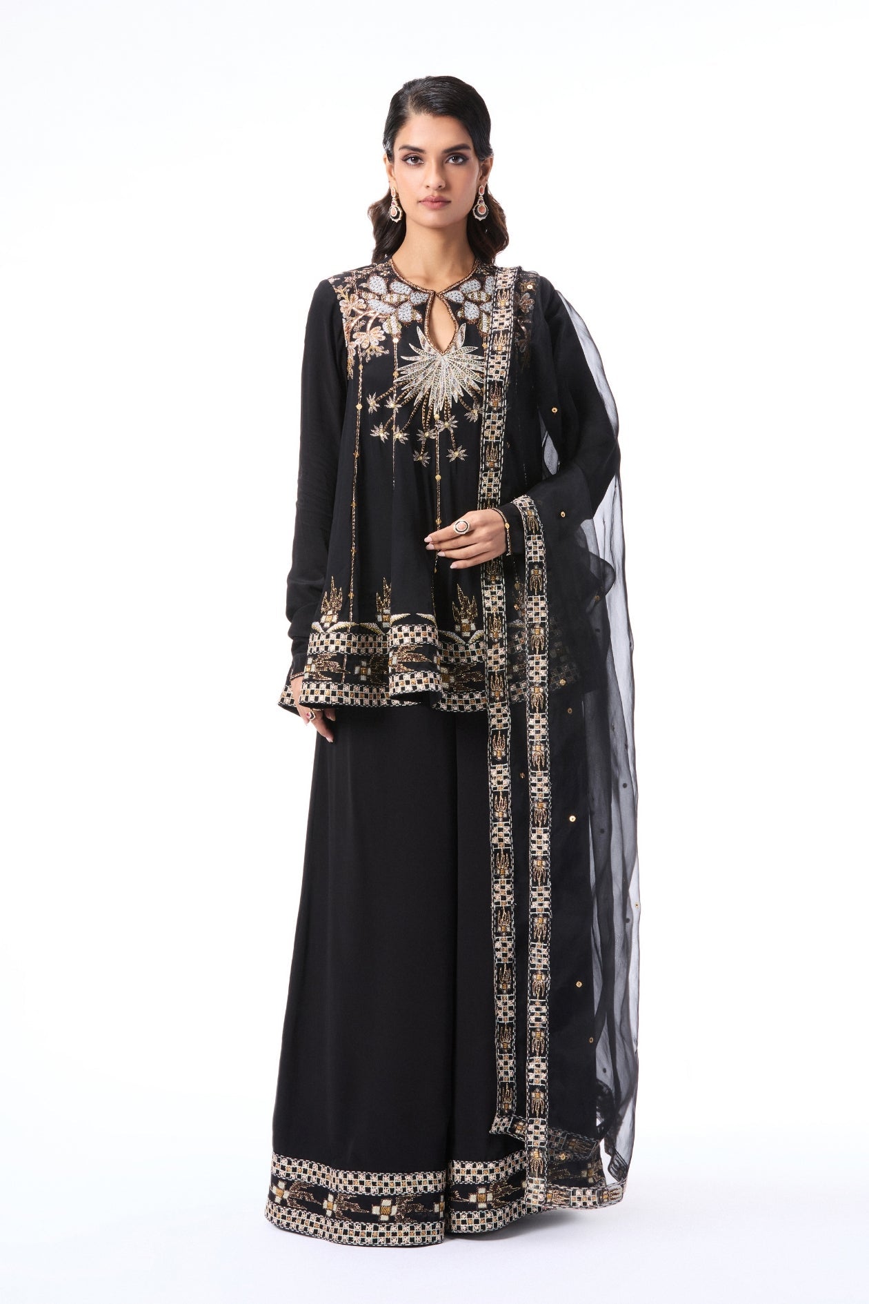 Etherbloom - Black Mulberry Crepe Sharara