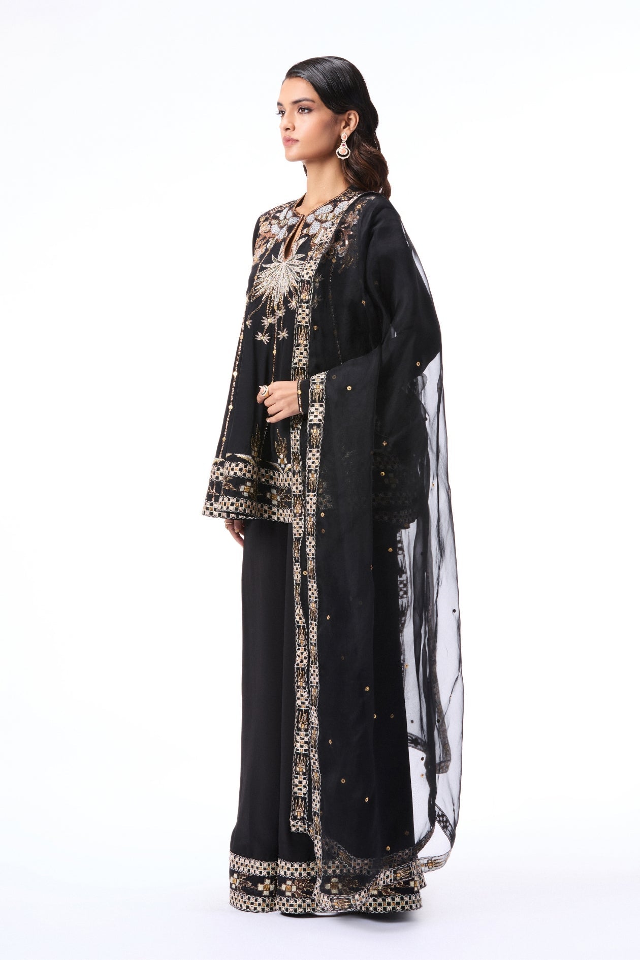 Etherbloom - Black Mulberry Crepe Sharara