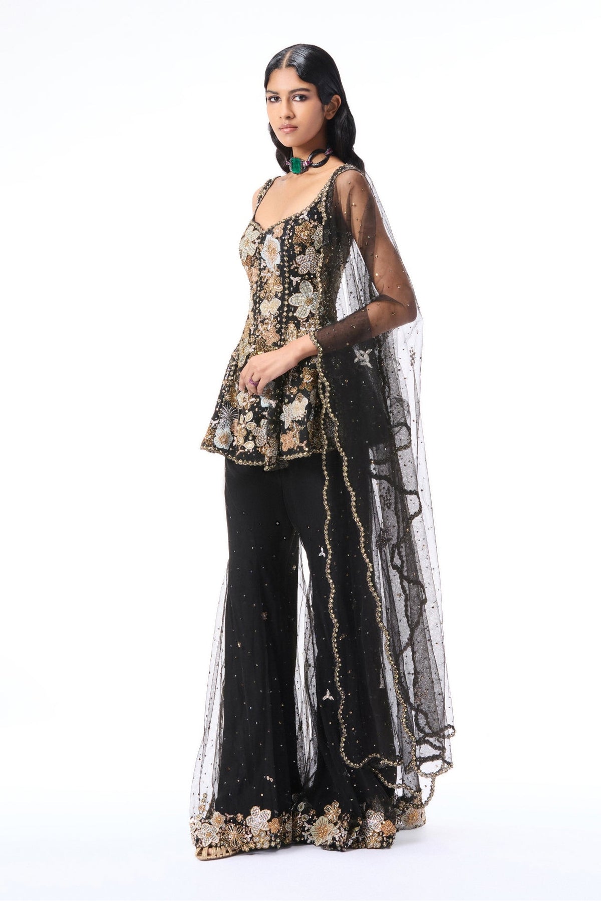 Petalune - Black tulle sharara