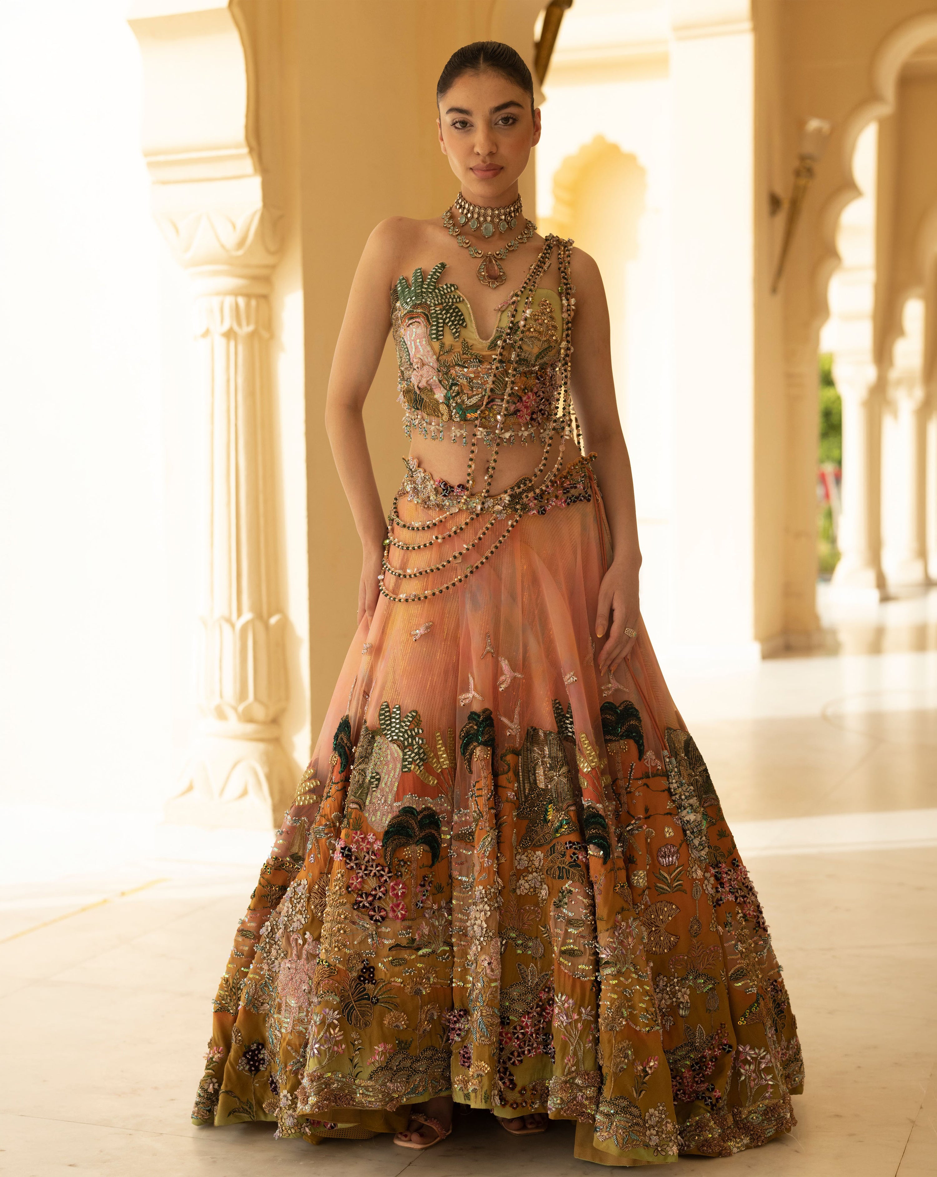Zarmin Assymetric Lehenga