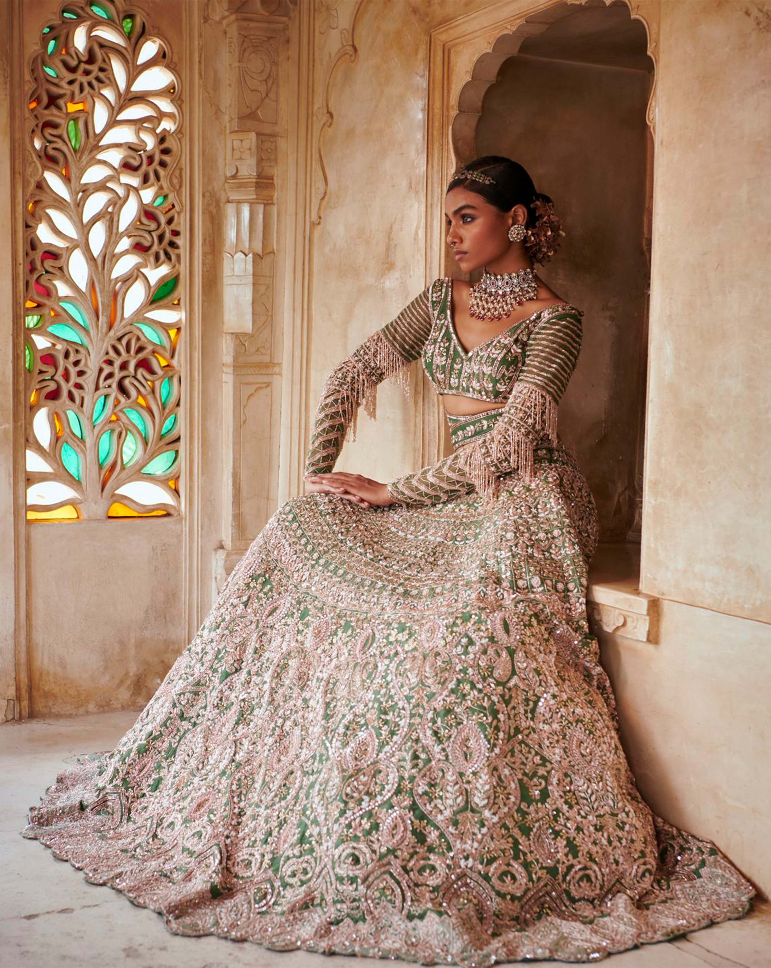 Emerald Green Bridal Lehenga