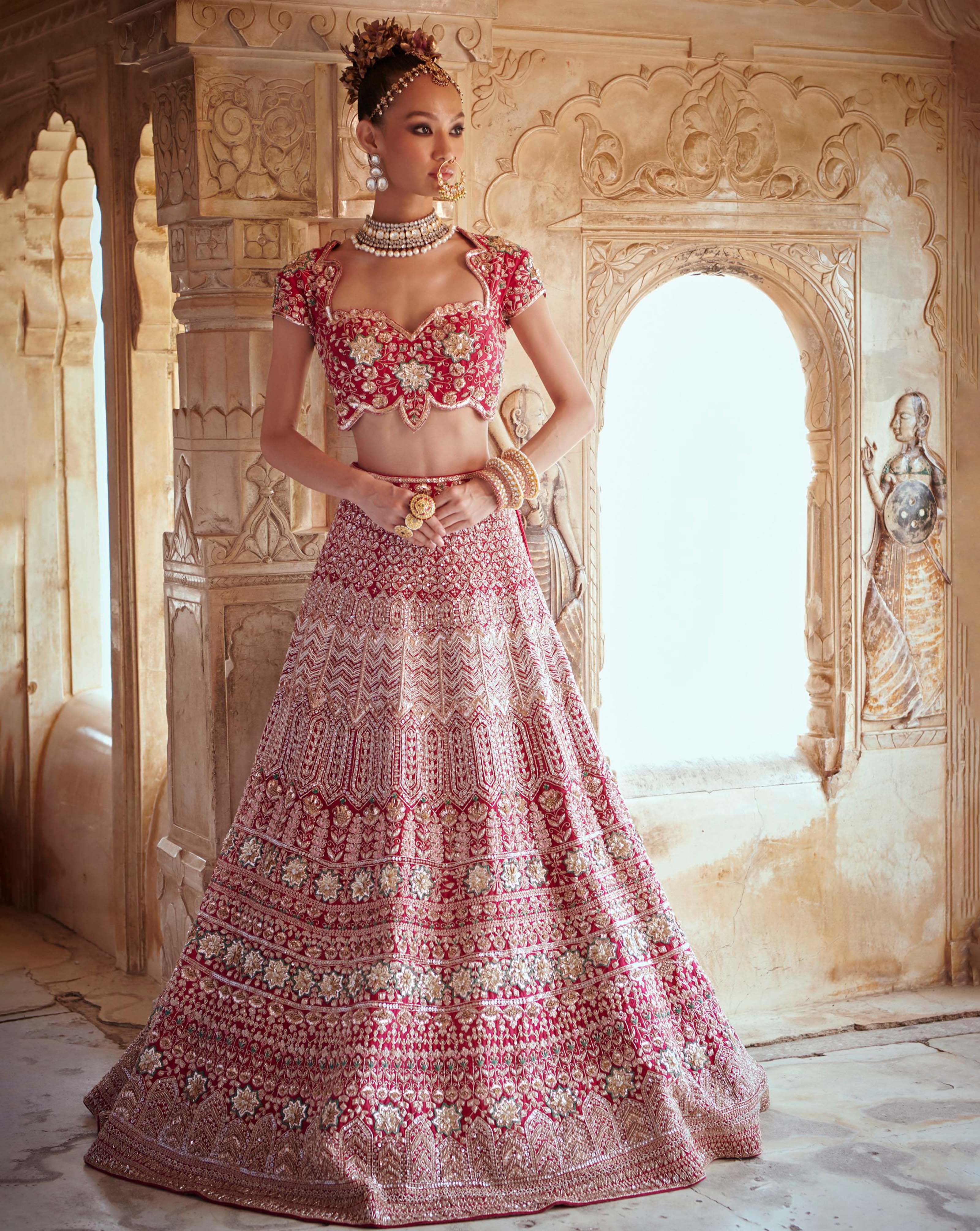 Dark pink bridal lehenga hotsell