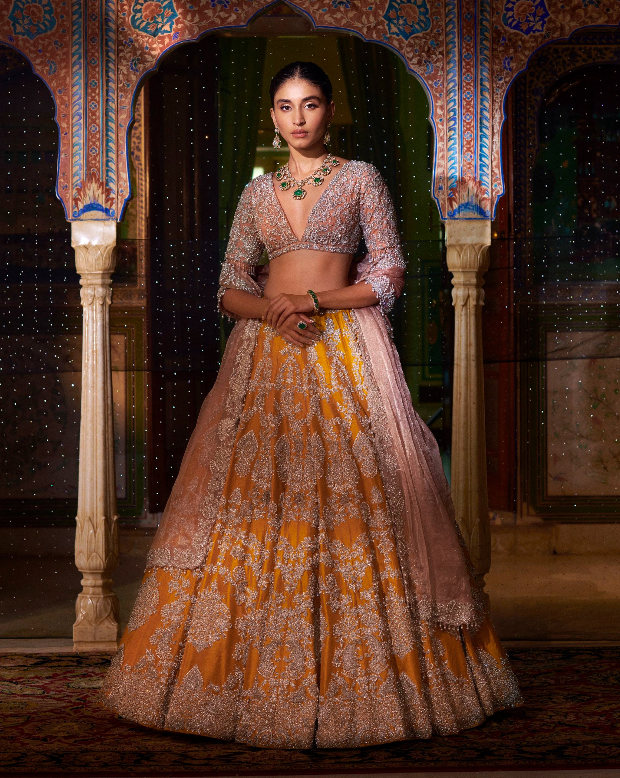 Shop Peach Embroidered Net Designer Lehenga with Dupatta Online in USA –  Pure Elegance