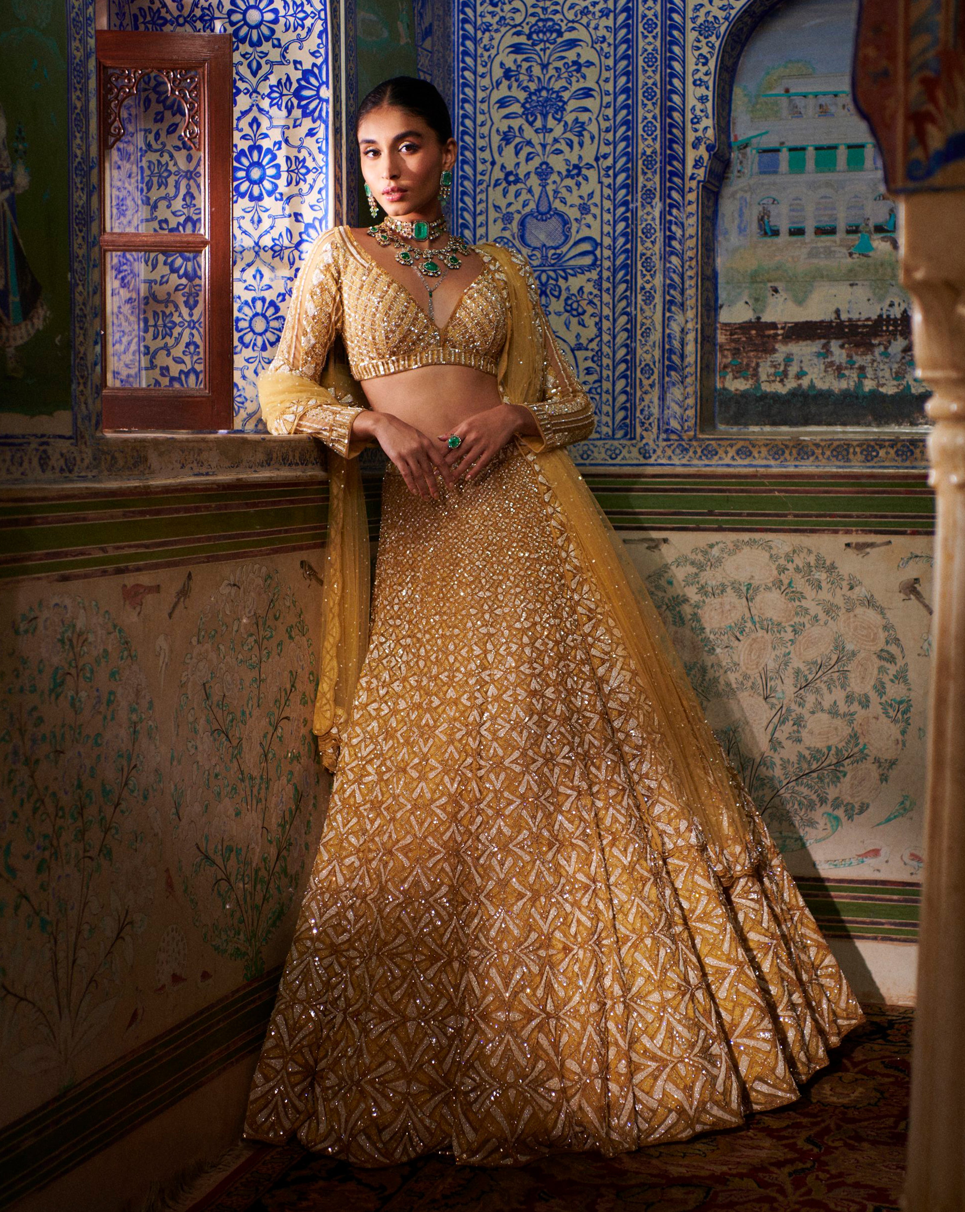 Gold color lehenga Clearance