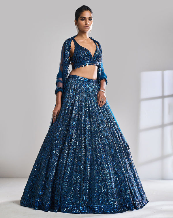 Grey Sequin Lehenga Set – Estie Couture