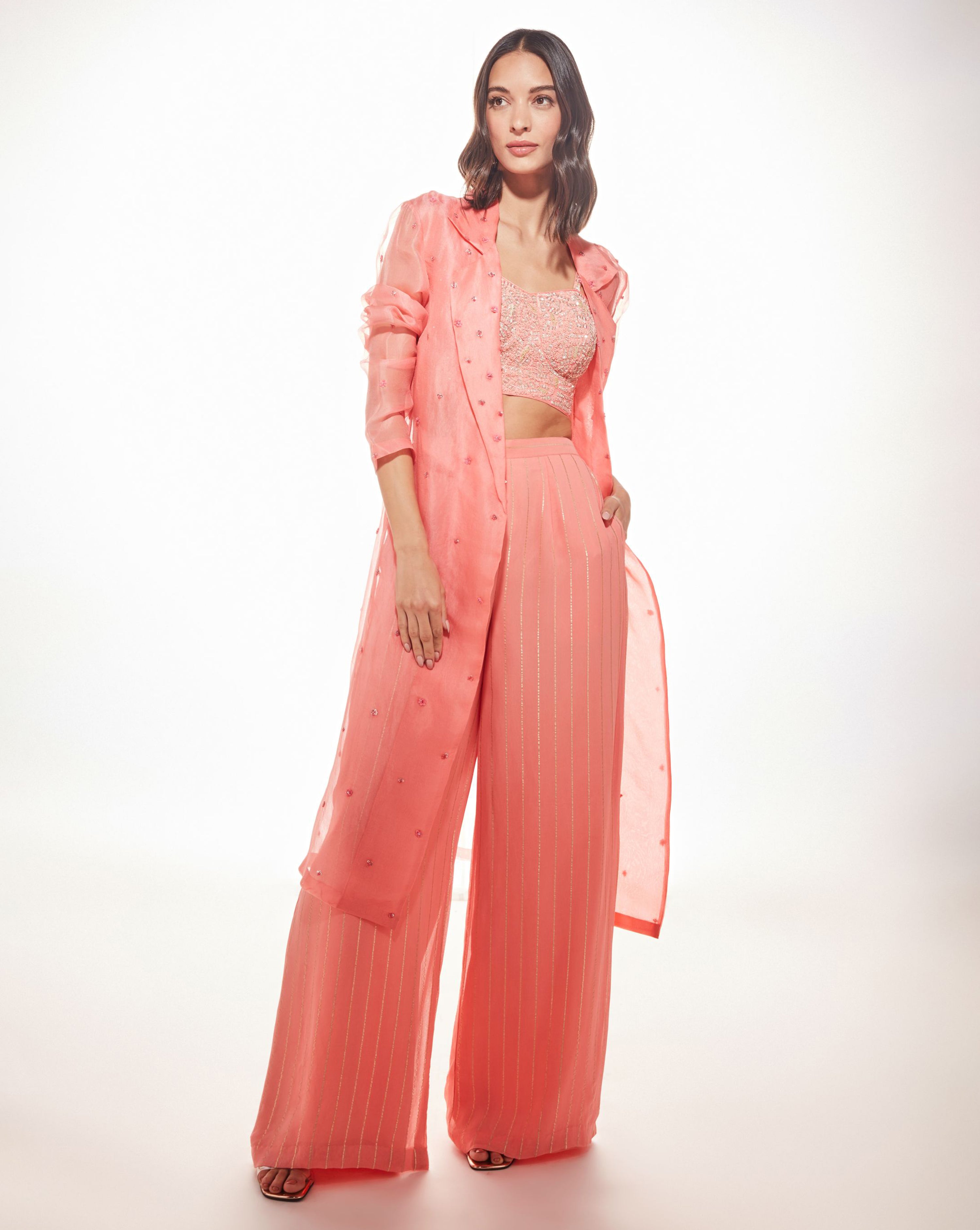 Peach June Trench Jacket Set