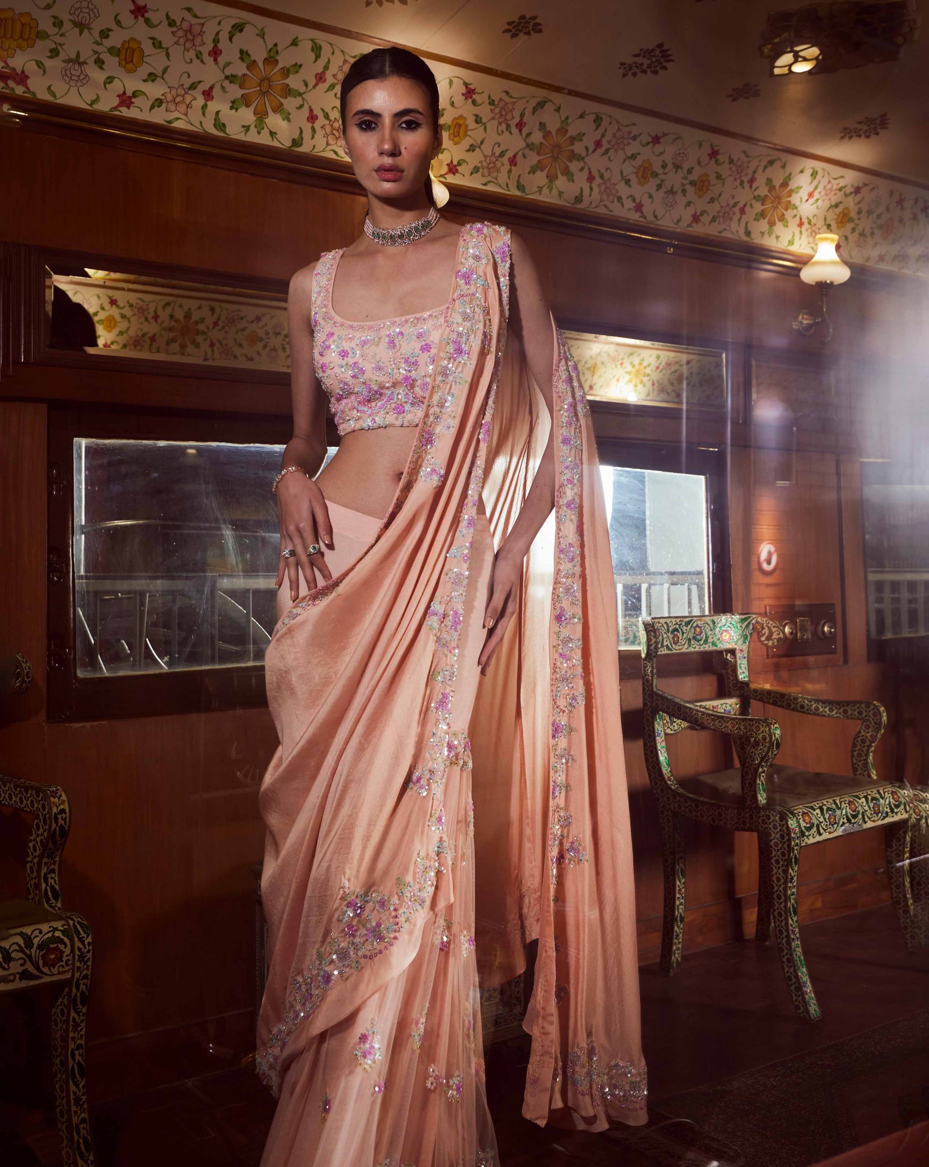 Peach Drape Gharara