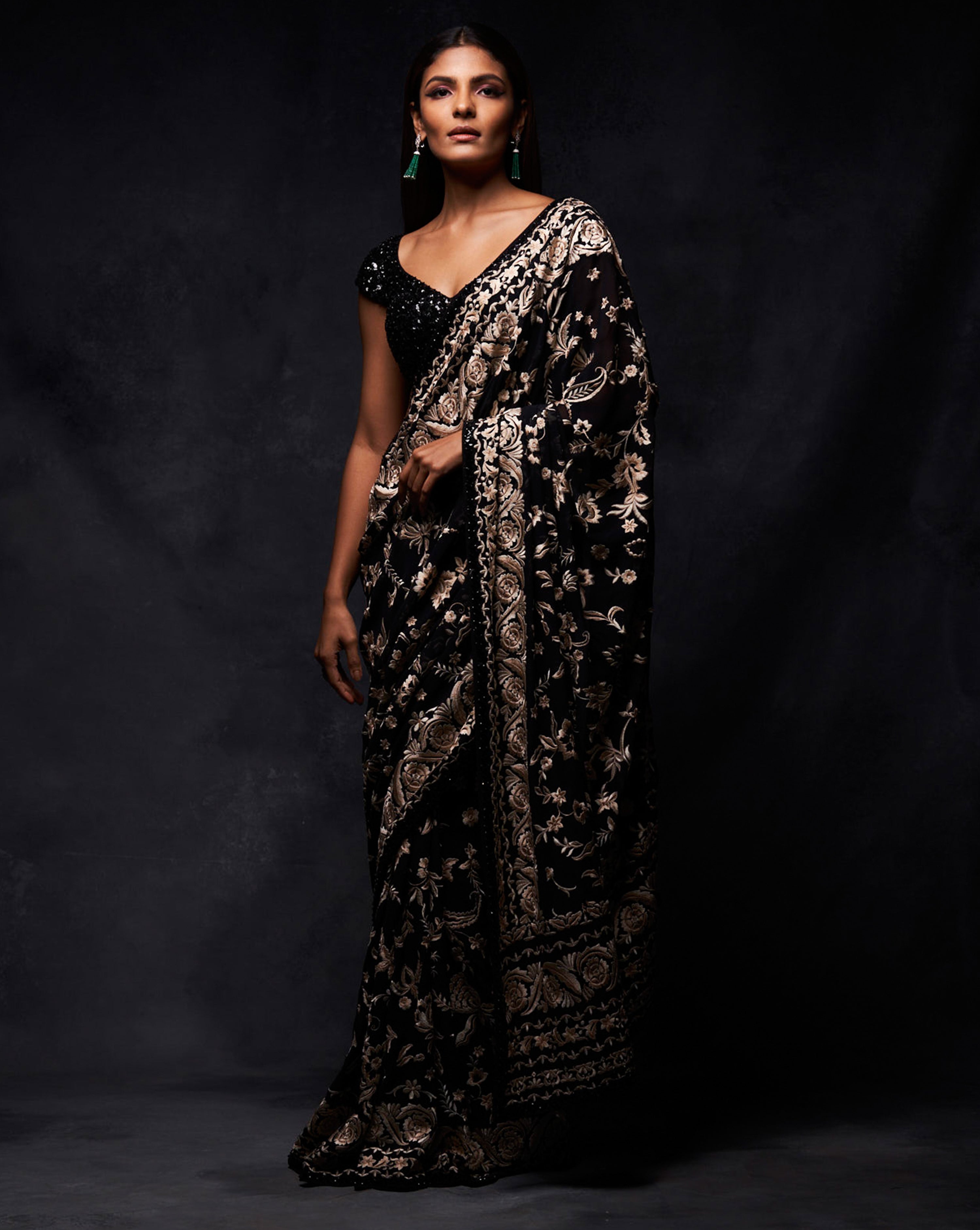 Black Ivory Saree | Seema Gujral | Panache by Sharmeen