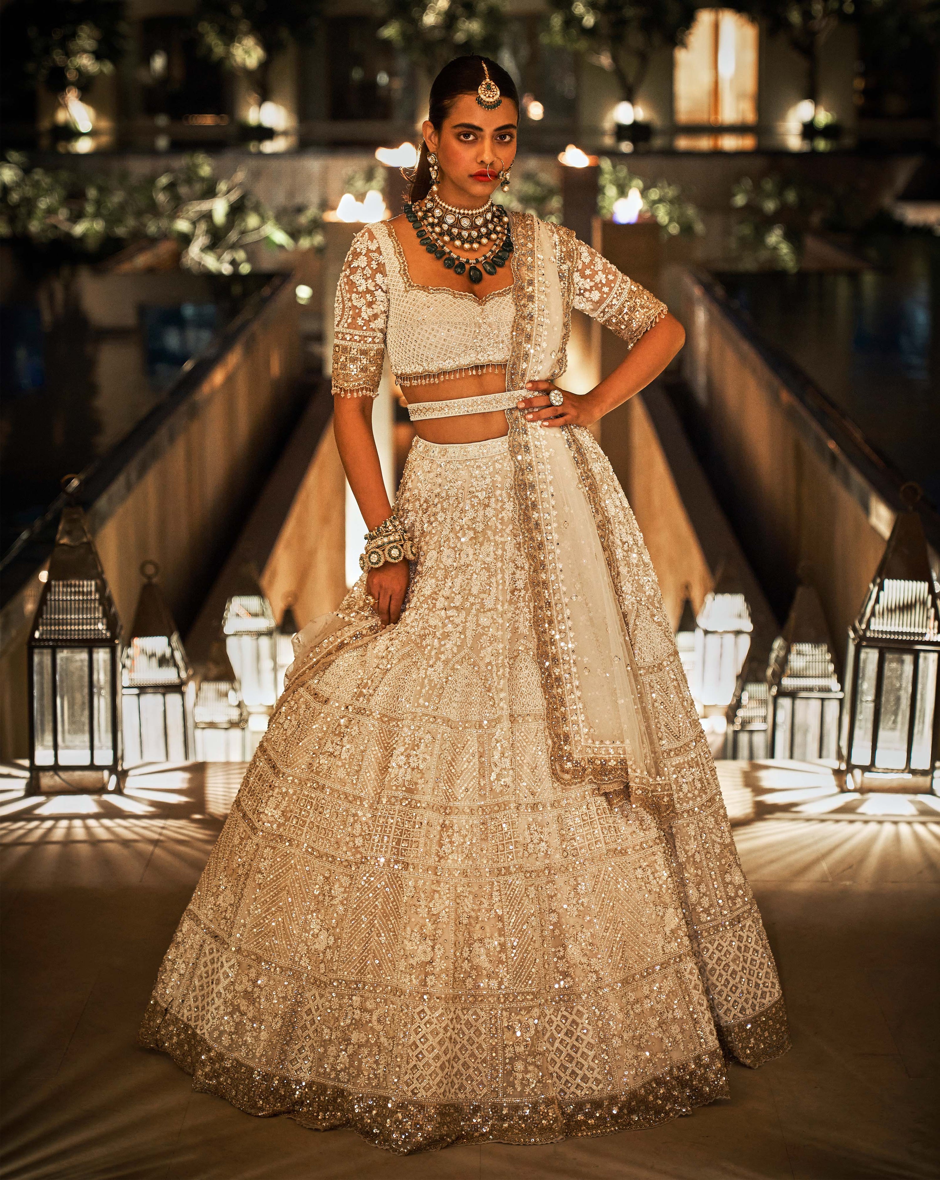 Cream & Gold Lehenga Set | Seema Gujral | Panache by Sharmeen